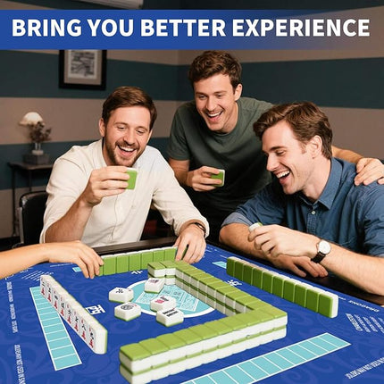 Mahjong Mat Non-Slip Noise Reduction Gaming Mat - 31.5x31.5 Inch Ideal for Mahjong, Poker, Board Games, Card Games & Dominoes (Blue)