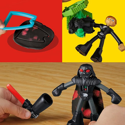 Play-Doh Star Wars Squish & Slice Lightsabers Playset, Bendy 4 Inch Luke Skywalker & Darth Vader Action Figures, Imagination Toys for 4 Year Old Boys & Girls & Up