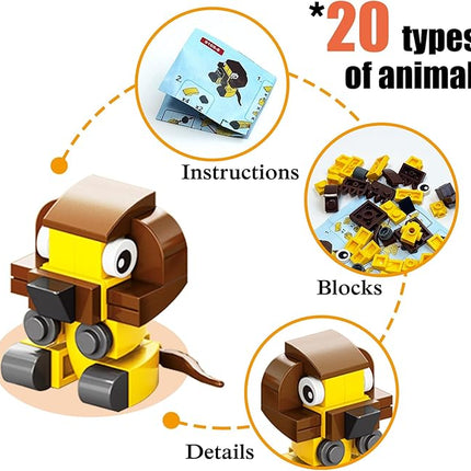 20 Pack Party Favors Building Set for Kids, Mini Animals Building Block Toy, Classroom Prizes Goodie Bags Stocking Stuffer, Easter Gifts Birthday for Boy Girls Age