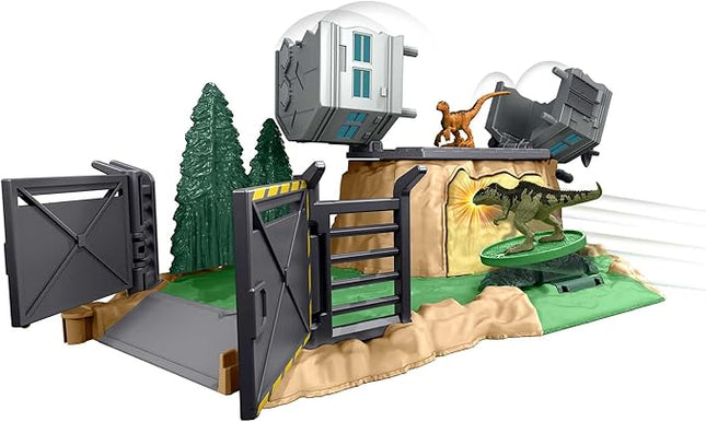 Mattel Jurassic World Dominion Minis Giganotosaurus Rampage Playset with 2 Mini Dinosaur Figures and Break Apart Features, Toy Set