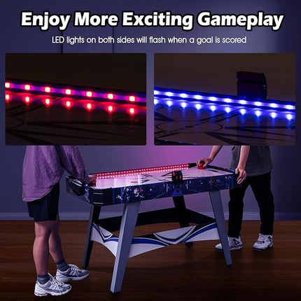 GLACER Air Hockey Table, Arcade Game w/ 12V Motor, LED Scoreboard, Lights & Electronic Scoring, Air Hockey Game Table for Home/Office, Kids/Adults - 2 Pucks & 2 Pushers Included