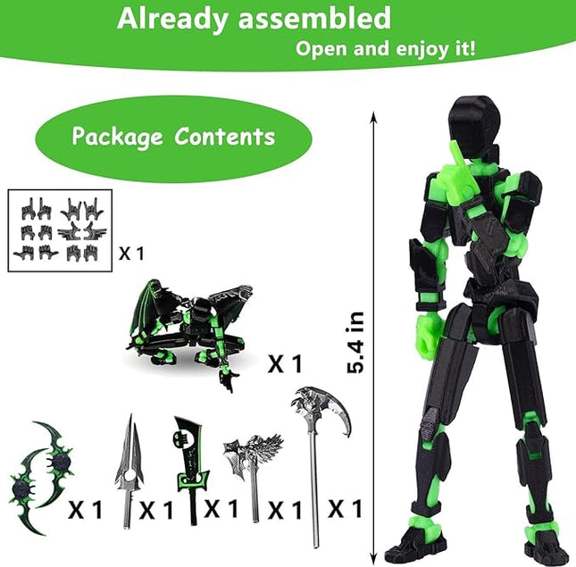 T13 Action Figure Assembly Completed, Upgraded 3D Printed T13 Action Figure, The Dummy 13 is Very Suitable for Office Desks and Birthday Cake Decorations