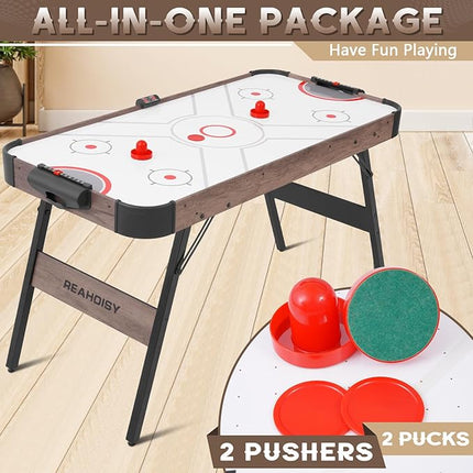 56” Foldable Air Hockey Table, Folding Indoor Hockey Game Table w/Accurate Electronic Scoring, Powerful Motor, 2 Pucks and 2 Pushers for Adults Kids, Home Game Room