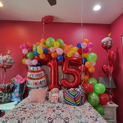 Smlpuame 40 inch Number Balloon 0-9 Red Large Number 15 Balloons,Digital Balloons for Birthday Party Celebration Decorations Supplies, Helium Foil Number Balloons for Wedding Anniversary