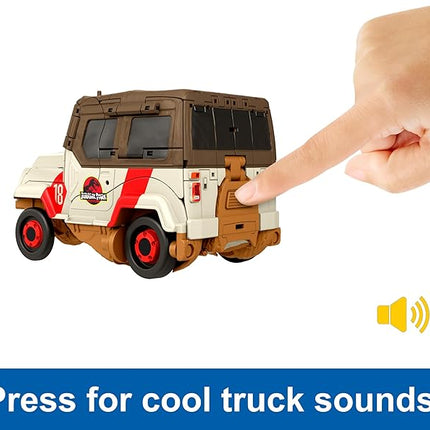 Mattel Jurassic World Fierce Changers 2-in-1 Dinosaur Figure, Chase 'n Roar Toy Transforms from T Rex Dinosaur to Truck in 28 Steps
