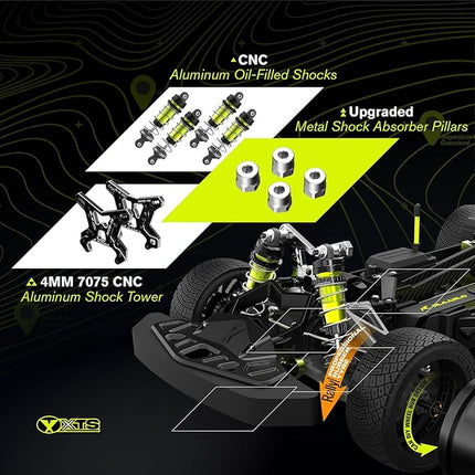 CROBOLL RLAARLO 1/10 Brushless Carbon Fiber RC Drift Cars for Adults with Gyro, Max 50 mph Fast RC Rally Car, 2.4Ghz All Terrain Remote Control Car 4x4 Hobby RTR RC Truck with 3S Battery