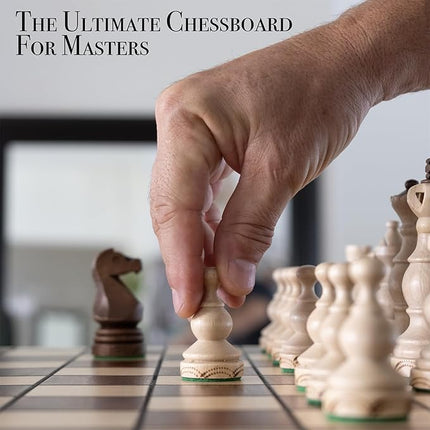 Wegiel Legate Luxury Wooden Chess Set for Adults and Kids - 18 Inch Handcrafted from Premium Beech and Birch Wood - Unique Folding Design with Chess Piece Storage