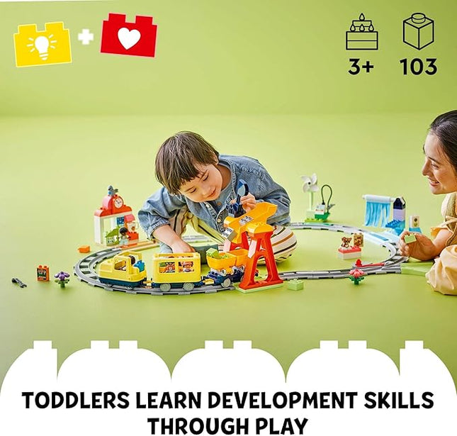 LEGO DUPLO Town Big Interactive Community Train Set - Learning Toddler Train Toy Playset for Boys and Girls, Ages 3+ - Gift Idea for Birthdays and Holidays - 10428