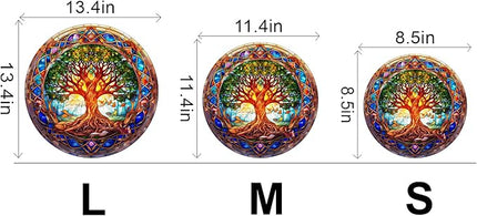 Wooden Puzzles for Adults - Stained Glass Tree of Life Wooden Jigsaw Puzzle for Adults – Unique 200-Piece Art Puzzle, Premium Brain Teaser & Decorative Gift (11.4"x11.4")