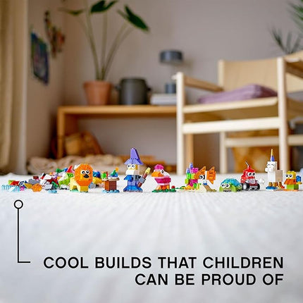 LEGO Classic Creative Transparent Bricks Building Set 11013 for Girls and Boys, STEM Toy and Preschool Hands-On Learning Toy, Includes Wizard, Unicorn, Lion, Bird, and Turtle