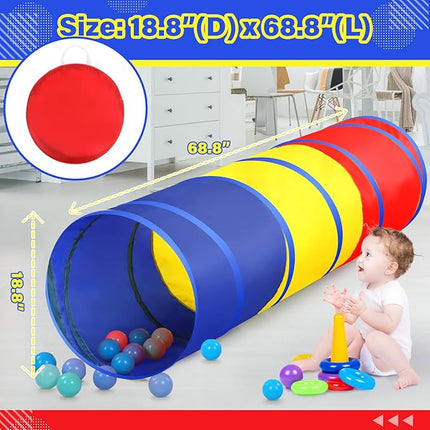 PigPigPen Kids Tunnel for Toddlers,Pop Up Play Tunnel Tent for Babies or Dogs, Indoor & Outdoor Toys for Kids Backyard Playset (Classic 2 Pack Tunnels)