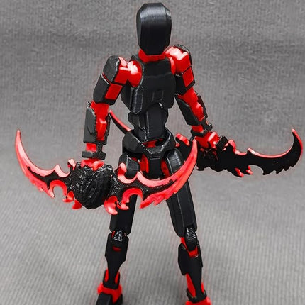 T13 Action Figure for Kids,3D Printed Titan 13 Figure with Multiple Accessories,Dummy 13 Desktop Decorative Toy(Black-red)