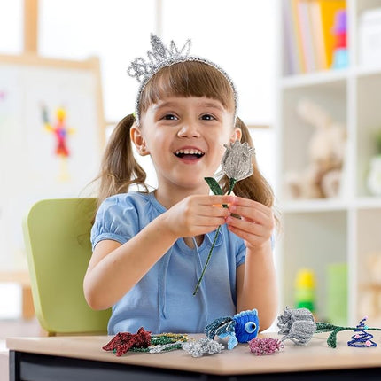 Caydo 200 Pieces Silver Pipe Cleaners Craft Chenille Stems for DIY Art Creative Crafts Party Decorations (12 Inch x 6 mm)