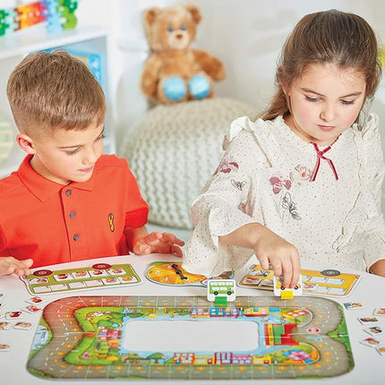 Orchard Toys Moose Games Bus Stop Game. A Fun Introduction to Addition and Subtraction. Pick up and Drop Off Passengers on Your Bus. for Ages 4-8 and for 2-4 Players