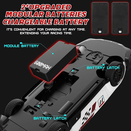 Remote Control RC Drift Car 1:16 Scale 4WD RC Car with LED Lights 2.4GHz 30km/h RTR High Speed Racing Sport Toy for Adults Boys Girls Kids Gift 2Pcs Rechargeable Battery (White)