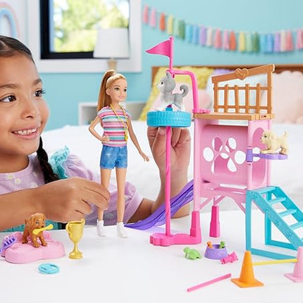 Barbie and Stacie to The Rescue Doll & Playset, Puppy Obstacle Course with Doll, 3 Dog Figures & 18 Accessories