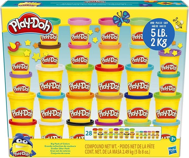 Play-Doh Big Pack of Colors (F2831): 28 PLAY-DOH Cans (4oz x 16, 2oz x 12), 5 Pound Modeling Clay, Non-Drying, Ideal for Playing, Crafts, Gifting