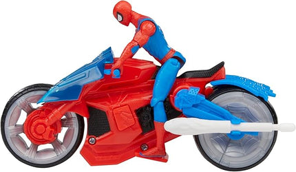 Marvel Spider-Man Web Blast Cycle, 4-Inch Action Figure with Vehicle and 2 Web Projectiles, Kids Playset for Ages 4 and Up