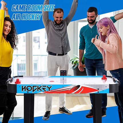 Foldable Air Hockey Table, 48" Indoor Air Hockey Arcade Table Gaming Set with 2 Pucks, 2 Pushers, Electronic Score Systems for Adults and Kids, Home Game Room, Family Recreation
