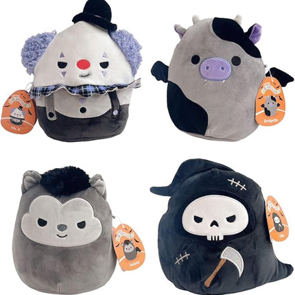 Squishmallows 2024 Halloween 5" Wolf Cow Reaper Clown Mini Plush Dolls Set of 4