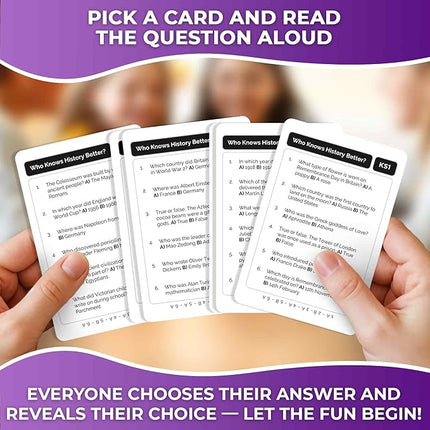 QUOKKA Who Knows Better? - History - Family Card Trivia Game | Fun Learning & Educational Questions for Families | Suitable for Boys & Girls