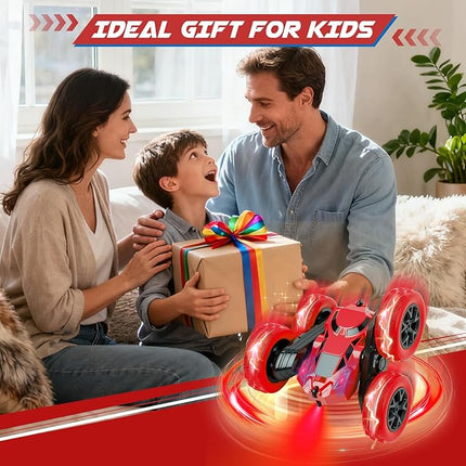 Remote Control Car, RC Cars Toys for Kids Ages 6-12, 2.4GHz RC Stunt Truck with 360° Double-Sided Flips, 4WD Off-Road Racing, Christmas Birthday Gifts for 3 4 5 6 7 5-7 6-8 8-10 Year Old Boys Girls