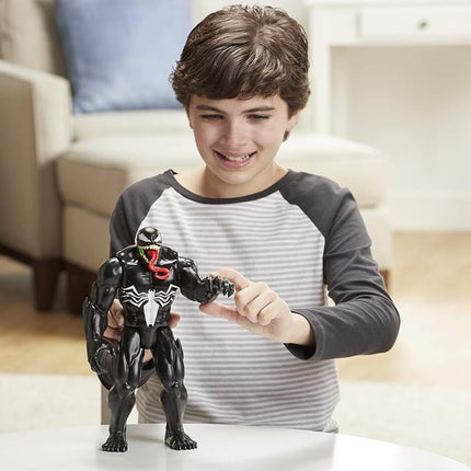Spider-Man Maximum Venom Titan Hero Venom Action Figure, Inspired by The Marvel Universe, Blast Gear-Compatible Back Port, Ages 4 and Up, Black