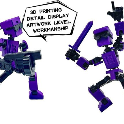 (Assembly Completed) 3D Printed 6.65-inch Action Figure Mini-13, Full Body Mechanical Movable Toy, Multiple Accessories, Desk Decoration, Creative Gifts (Purple)