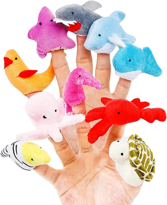 10Pcs Story Time Finger Puppets - Different Cartoon Sea Animal Finger Puppets for Toddlers Easter Basket Stuffers