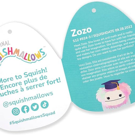 Squishmallows Original 12-Inch Zozo Blue Bigfoot with Rainbow Mane and Graduation Cap - Official Jazwares Plush
