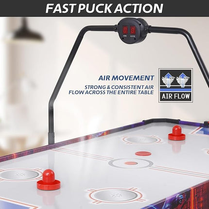 Air Hockey Table, Indoor Hockey Game Table for Adults and Kids, Arcade Gaming Sets w/2 Pucks, 2 Pushers, Digital LED Scoreboard, Powerful 12V Motor for Game Room, Home, Office