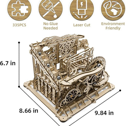 3D Wooden Puzzle Marble Run for Adults, DIY Marble Run Wooden Model Kit, HDF Material, Mechanical Puzzle, Modern Style, 334 Pieces, 1 Set, 1 Item, 1 Package