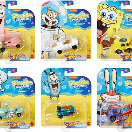 Underwater Wheels Spongebob Character Squarepants 6-Pack Car Bundle + Spongebob Yellow Bubble Van / Patrick Star / Squidward / Mr. Krabs / Plankton / Sandy Cheeks Racer Die-Cast 6 Items Bundle