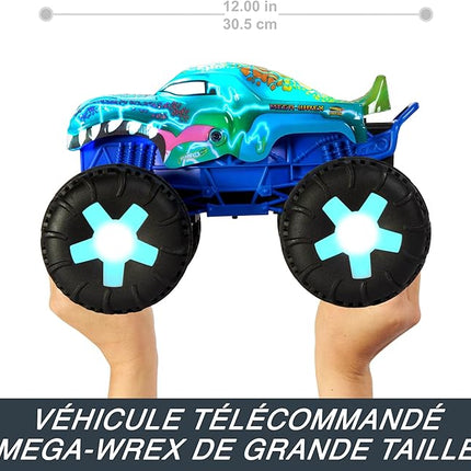 Hot Wheels Monster Trucks 1:15 Scale Mega-Wrex Alive Battery-Powered RC Vehicle with Lights & Sounds
