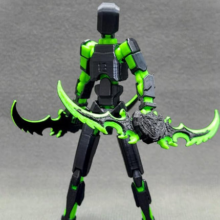 T13 Action Figure for Kids,3D Printed Titan 13 Figure with Multiple Accessories,Dummy 13 Desktop Decorative Toy(Black-Green)