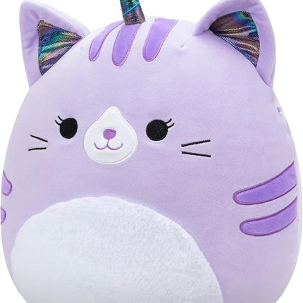 Squishmallows Original 14-Inch Analea Purple Tabby Caticorn with Fuzzy White Belly - Official Jazwares Large Plush