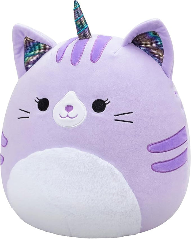 Squishmallows Original 14-Inch Analea Purple Tabby Caticorn with Fuzzy White Belly - Official Jazwares Large Plush