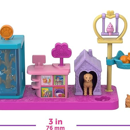 Barbie Mini Land DreamHouse & 3 Playsets with 4 1.5-Inch Dolls, Doll House Furniture & Accessories, Includes Pet Boutique, Hair Salon, & Supermarket
