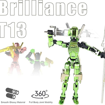 Assembly Completed T13 3D Printed Action Figures,Dummy 13 Robot 13 Movable N13 Action Figure, Lucky 13 Gift for Collectors Desktop Decorations for Game Lovers Toy(Metallic Green)