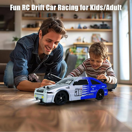 YUZ Remote Control Car Drift RC Car 1:16 Scale 2.4GHz Rechargeable Batterie Drifting Tires RC Cars18KM/H High Speed Racing with LED Lights Spray Racing Toy Cars for Adults Boys Kids Gift