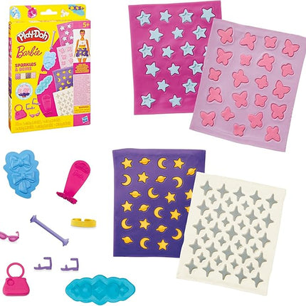 Play-Doh Barbie Sparkles and Gems Accessory Pack, 4 Refill Pattern Sheets of Modeling Compound, 8 Fashion Accessories, Kids Arts and Crafts for Ages 5+