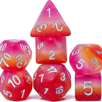 HDdais 7PCS Lesbian-Pride Polyhedral DND Dice Set, Homosexual Flag D&D Dice for RPG and Other Table Games(Matte)