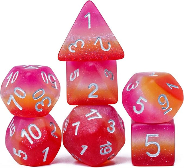 HDdais 7PCS Lesbian-Pride Polyhedral DND Dice Set, Homosexual Flag D&D Dice for RPG and Other Table Games(Matte)