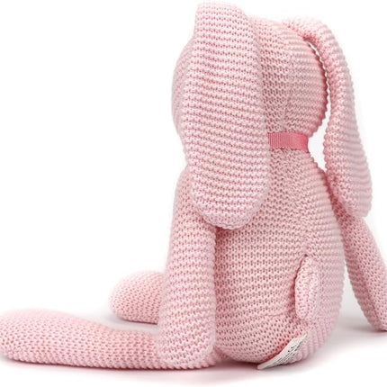 100% Organic Cotton Baby Toys Pink Bunny Rabbit Stuffed Animal for Newborn 7.1"
