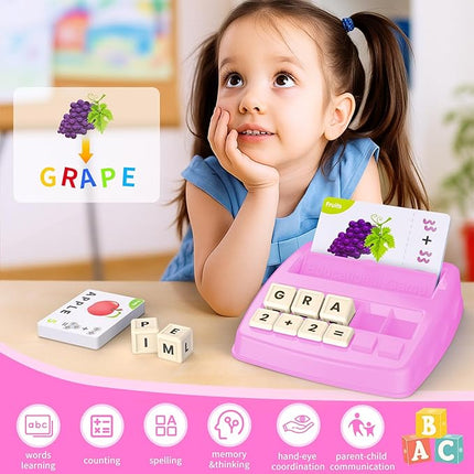 Educational Toys for Kids Ages 3-8, Matching Letter Spelling Game ABC Learning, Learning Toys for 4-7 Year Old Girls,Christmas Birthday Party Gifts for 3 4 5 6 7 8 Year Olds Girls Pink