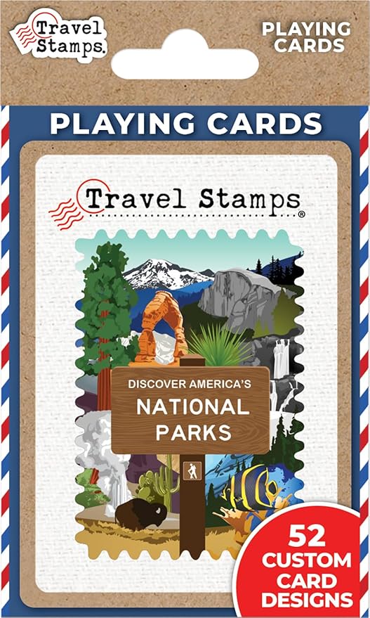 Masterpieces National Parks Travel Stamps Playing Cards - 54 Card Deck for Adults