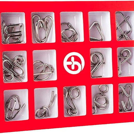 Ahyuan 15 Pieces IQ Test Mind Game Toys IQ Toys Brain Teaser Metal Wire Puzzles Magic Trick Toy Metal IQ Puzzle for Kids and Adults