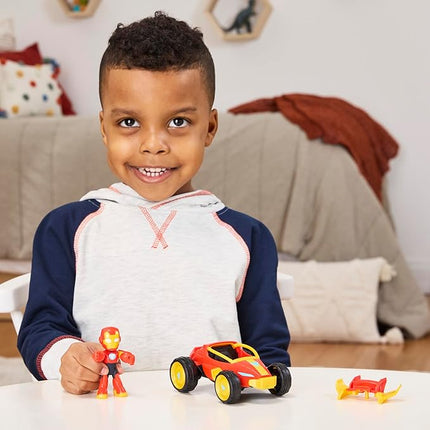 IRON MAN AND HIS AWESOME FRIENDS Marvel Iron Racer Action Figure & Toy Vehicle, 3-Inch Action Figures, Super Hero Toys for Kids, Ages 3+