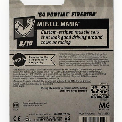 Hot Wheels '84 Pontiac Firebird, Muscle Mania 8/10 [Blue] 180/280
