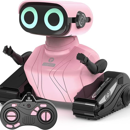 GILOBABY Remote Control Robot Toy for Kids 3-5 Years, Flashing LED Eyes, Dancing and Flexible Moves, Auto Demo Mode, Gift for Girls (Pink)